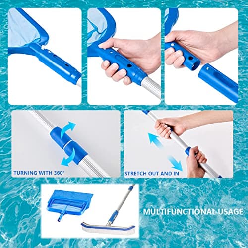 FBSPORT Pool Skimmer Net with Telescopic Pole, 59 inch Swimming Pool Leaf Net, Fine Mesh Pool Net, Pool Cleaner Maintenance Tool-Easy to Collecting Leaves for Swimming Pools, Hot Tubs, Ponds — view 4