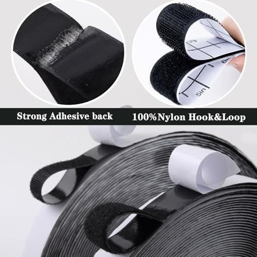 Navona 30Ft x 1 Inch Hook and Loop Strips with Adhesive, Heavy Duty Self Adhesive Hook and Loop Tape with Measuring Scale Backing for Home, Office, School & DIY Projects, Black — view 2