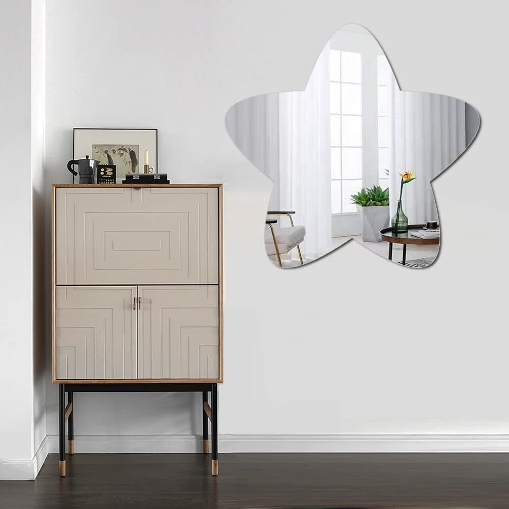 Large Wall Acrylic Mirror, Bathroom Star Mirror for Walls Wall-Mounted Mirrors for Make Up Vanity Baby Room Mirror Living Room Entryway Bedroom Kindergarten Decor Festival Stickers Decoration — view 3