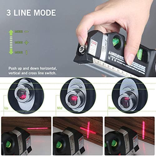 Laser Level Multi Tool, Multipurpose Cross Line Laser Leveler Kit Tools with Metric Rulers 8ft/2.5M for Hanging Pictures Cabinets Tile Curtains Walls by Qooltek — view 2