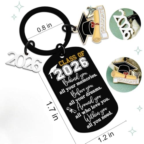2026 Graduation for Him and Her - Inspirational Keychain & Necklace Set for High School and College Graduates | Class of 2026 Gift for Teen Boys, Girls, Senior High or University Grad Present