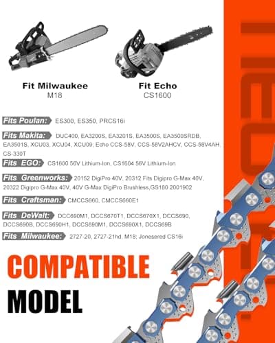 NEO-TEC 16 Inch Chainsaw Chain 3/8" LP Pitch .043" Gauge 56 Drive Links, Fits For Milwaukee M18 Chainsaw Chain 16 Inch,EGO CS1613, Dewalt DCCS690-49162715, DWO1DT616, Greenworks 20322, R56 (3 Chains) — view 2