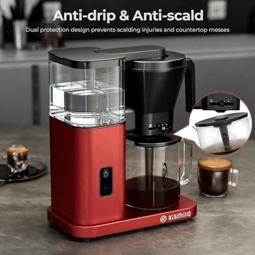 Kismile 8 Cup Drip Coffee Maker, SCA Certified Hot & Cold Brew Coffee Machine, Fast Heating to 197–205℉, 40 Min Keep Warm, Adjustable Flow Control, Easy to Clean — view 4