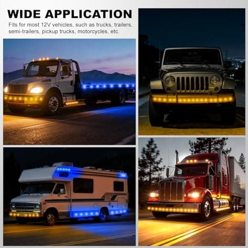 10PCS Mini Watermelon Lights, 3/4 Inch Dual Revolution Amber Turn Signal Marker to Blue Auxiliary LED Watermelon Light, IP65 Waterproof Side Clearance Tail Griller Lights, for 12V Trailers Trucks RV — view 4