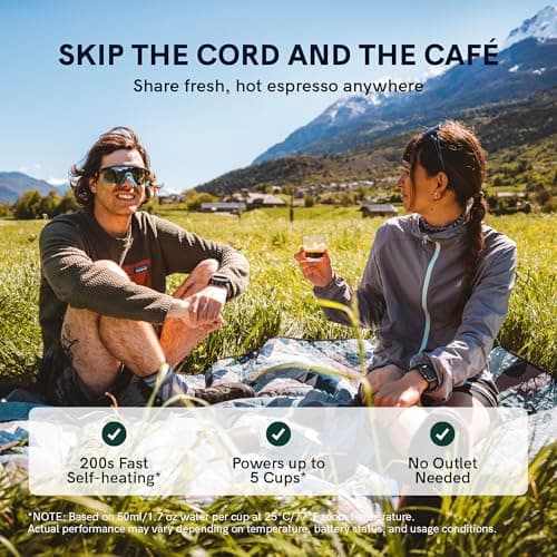 OutIn Nano Portable Electric Espresso Machine, Travel Coffee Maker for Camping, Car Coffee Maker Self-Heating with USB-C, With Ground Coffee & NS Capsule for RV, Hiking, Office — view 4