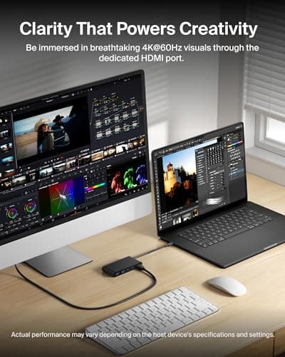 Belkin USB C Hub, 5-Port Hub with 4K HDMI Display @ 60Hz, 100W Power Delivery, Fast Data Transfer 5Gbps, USB C Multiport Adapter for iPad Pro, Chromebook, Neo MacBook Accessories with HDMI 2.0 Port — view 3