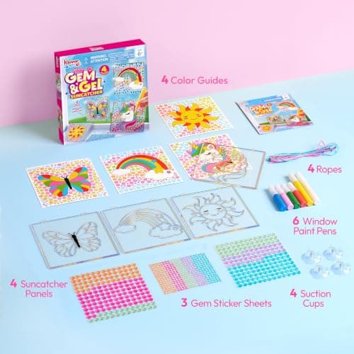 Klever Kits 4PCS Window Art, 2-in-1 Gems and Gels Suncatcher, 2 Ways to Play Diamond and Gels, Arts & Crafts Toys for Boys Girls, Christmas Birthday Gifts for Kids Age 6 and Up — view 3