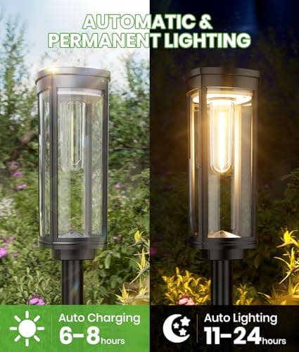 BITPOTT Bright Solar Pathway Lights Outdoor, 8 Pack Solar Powered Garden Lights Waterproof IP65, Auto On/Off Outdoor Light for Lawn Patio Walkway Driveway Decor Landscape Lighting — view 4