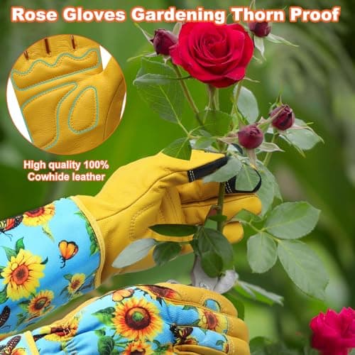 DLY Garden Gloves for Women,Gardening Gloves,Gardening Gift for Lady,Blue,L — view 4