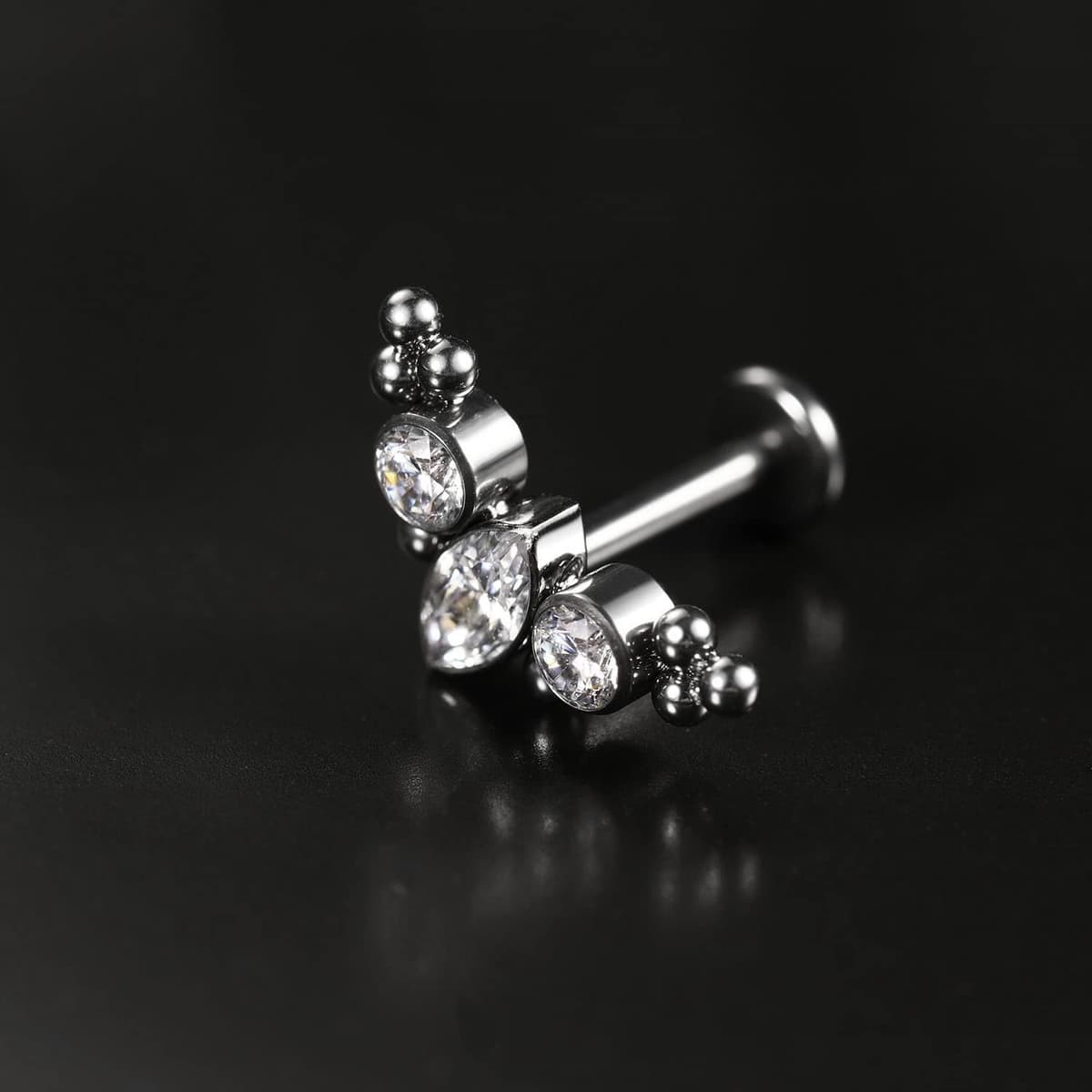 hengkaixuan 16G Titanium Labret Studs - Internally Threaded Flatback - Unisex - Silver - Piercing Jewellery — view 4