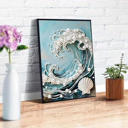 GEMFAMILY 5D Diamond Art Pearl Painting Kits for Adults,Special Shape Diamond Art Kits for Wave, DIY 3D Plastic Pearl Painting Kit for Home Wall Decoration 12 × 16 inch — view 3