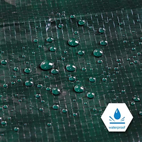 CARTMAN Finished Size 8x10 Feet Waterproof Green Tarp 8 Mil Thick, Multipurpose Protective Cover for Emergency Rain Shelter Camping Tarpaulin — view 2
