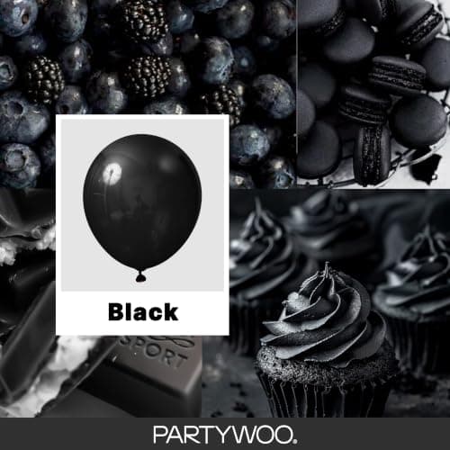 PartyWoo Black Balloons 50 pcs 12 Inch Latex Helium Matte Black Balloons for Baby Shower Birthday Graduation Casino Race Car Anniversary Retirement Pirate Gaming Theme Party Decorations Black-Y18