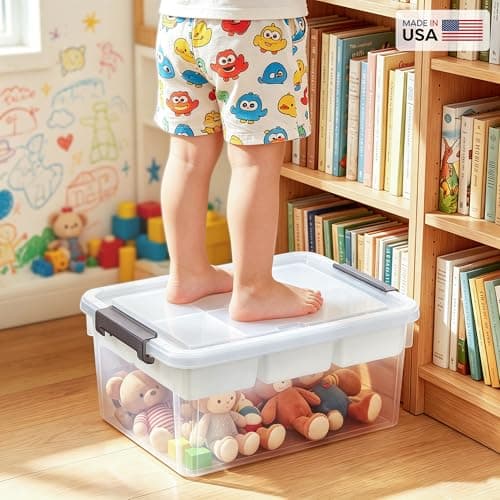 Citylife 17 QT Plastic Storage Box with Removable Tray Craft Organizers and Storage Clear Storage Container for Organizing Bead, Tool, Sewing, Playdoh, Coloring Books, Markers — view 8
