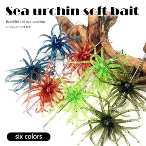 2PCS Sea Urchin Fishing Bait, Soft Plastic Bass Fishing Lure, Lure Bait for Black Pits,Soft Sea Urchin Baits,Soft Artificial Creature Bait Lures for Bass, Freshwater & Saltwater (A) — view 2