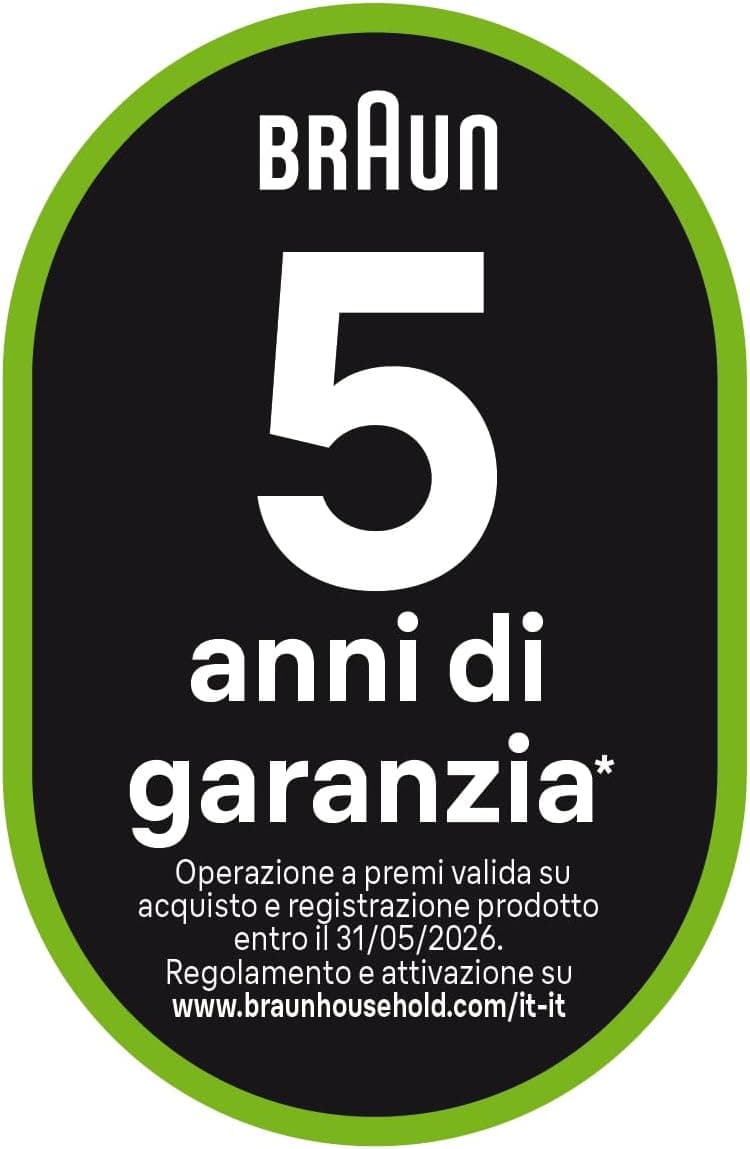Braun MultiQuick 5 MQ50.201M, Minipimer con 5 ANNI DI ASSISTENZA, Tecnologia PowerBell Plus, Asta in Acciaio Inox, Tritatutto 350ml e Bicchiere 600ml, 1000W, nuovo modello, Bianco 2 accessori NEW