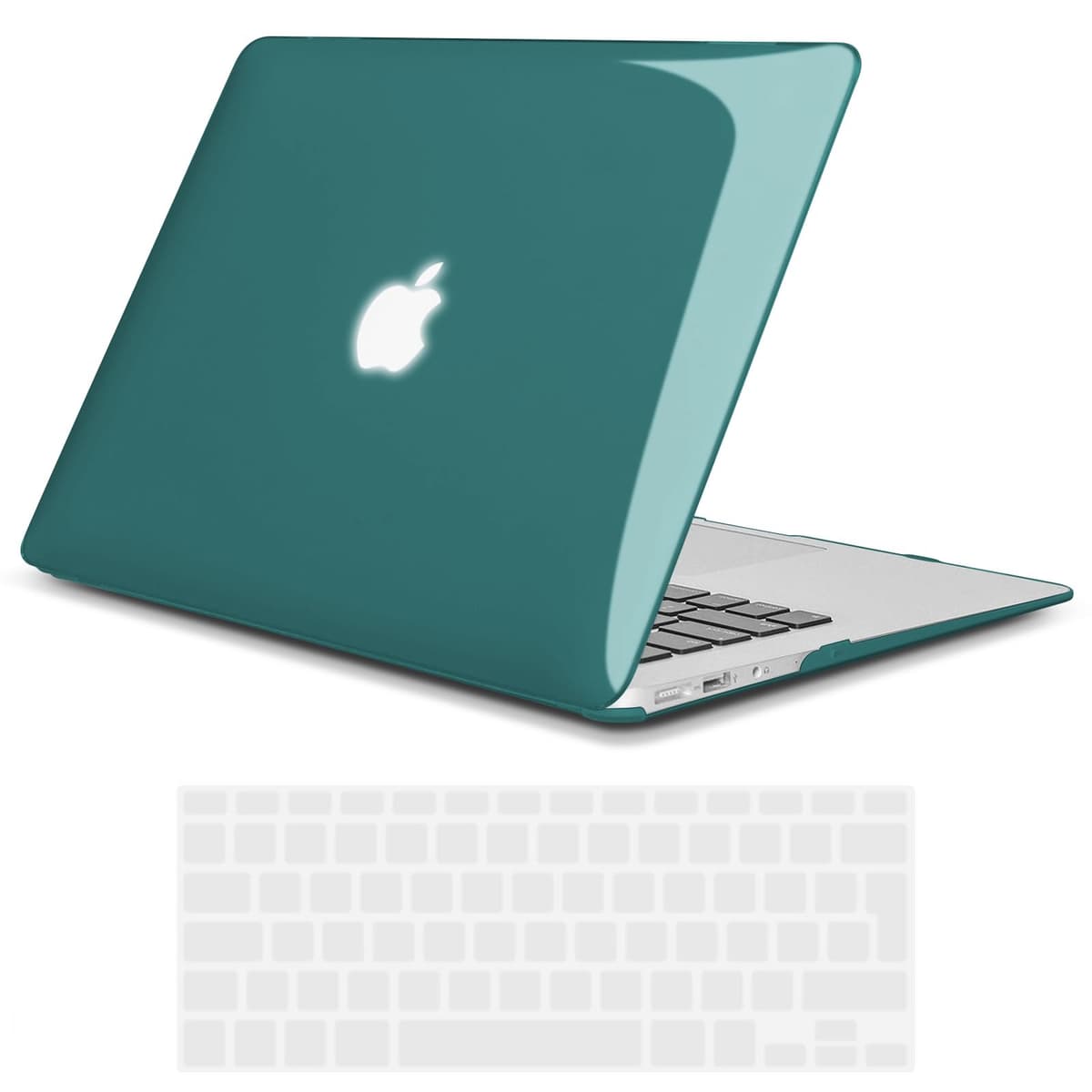 TECOOL Case compatible with MacBook Air M1 & MacBook Air 13 inch Retina 2020 2019 2018 (A2337 A2179 A1932), Plastic Snap On Hard Shell Cover & UK EU Keyboard Protector, Crystal Clear (Glossy) — view 16