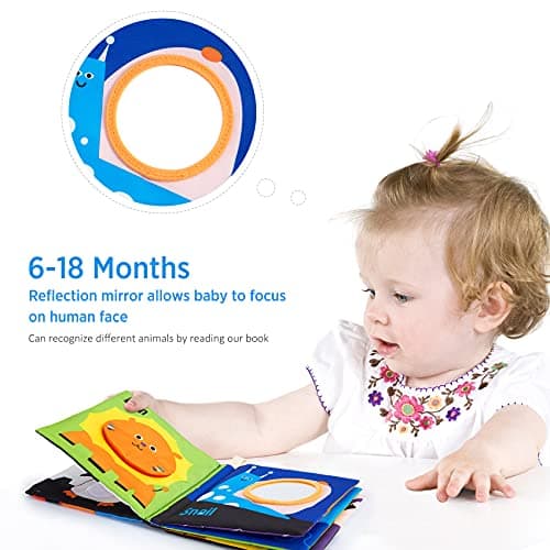 beiens Soft Baby Books - High Contrast Black & White Touch & Feel Crinkle Cloth Books for Infants & Toddlers, Early Educational Stimulation Toys, Baby Girl & Boy Gift, Animal — view 3