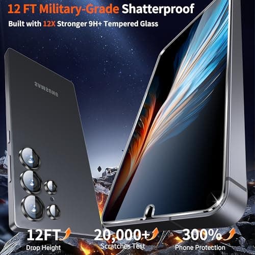 firtstnow 3 Pack for Samsung Galaxy S25 Ultra Screen Protector Tempered Glass + 1 Pack Camera Lens Protector, Military Grade Shatterproof, 9H Hardness, Fingerprint Unlock,Case Friendly 6.9 Inch