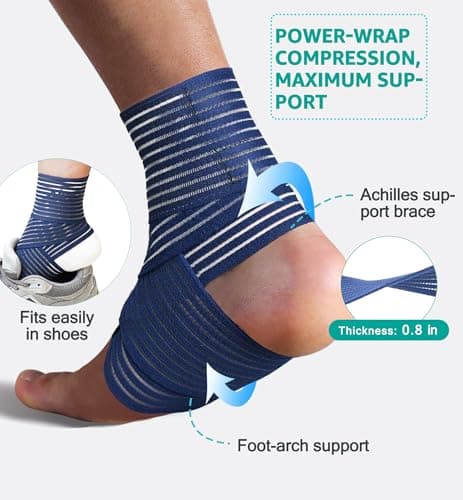HiRui Foot & Ankle Brace 2 Pack, Adjustable Compression Wrap for Men & Women – Helps with Sprains, Plantar Fasciitis, Achilles Tendonitis, Arthritis, Running, Sports, Gym – Fits in Shoes (Navy Blue) — view 4
