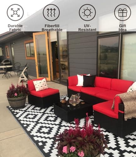 FLYMEI Patio Cushion Covers 25x25x5 Waterproof Outdoor Cushion Cover Replacement 2Packs Outdoor Seat Cushion Slipcover for Rattan Chair Sofa, Red — view 6
