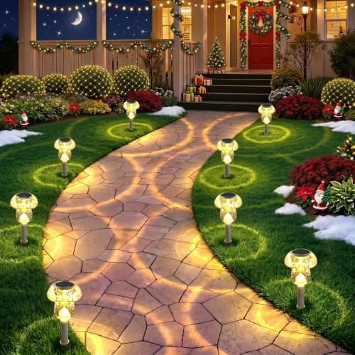 Benany Solar Lights Outdoor, 8 Pack Mushroom Lights Outside Waterproof, Solar Powered LED Lighting for Garden, Yard, Landscape, Path, Pathway, Lawn, Walkway, Driveway, Backyard Decor (Warm White) — view 3