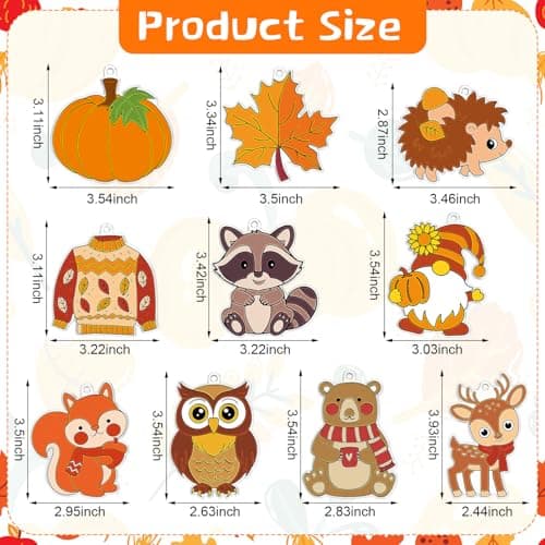 Beeveer 30 Sets Fall Animals Suncatchers Art Kits DIY Thanksgiving Squirrels Owl Suncatcher Crafts Paint Your Own Window Ornaments for Adults Autumn Activity Party Favor — view 2