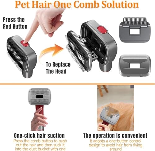 2-in-1 Pet Grooming Kit – Compatible with Dyson V7 V8 V10 V11 V15 Gen5, Dog Hair Vacuum Attachment, Self-Cleaning Brush Removes Hair, Dander & Undercoat, Extended Hose & Trigger Lock — view 4