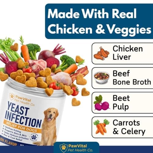 Natural Yeast Infection Treatment for Dogs, 150 Chews – Anti Yeast Support for Itchy Skin & Ears – Helps Reduce Irritation & Paw Licking – Probiotic + Herbal Blend – Bacon Flavored Soft Chews — view 4