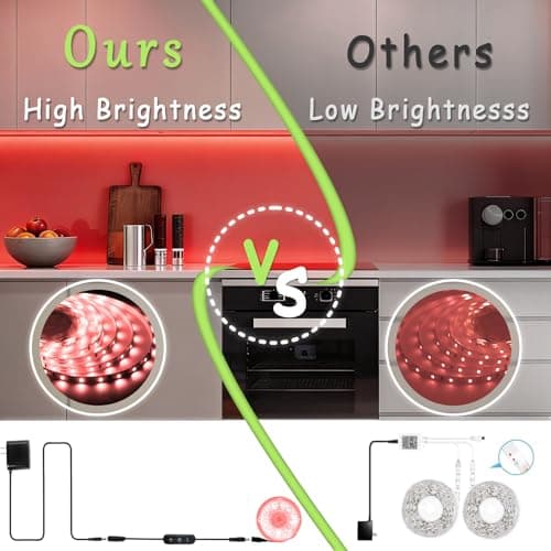 Aalnfe 20 FT Red Led Lights Strip for Bedroom Home Party Office Rope Lights Tape Light Easy DIY Cuttable Strip Lights for Baby Room Bathroom Living Room Ceiling Wall Vanity Mirror — view 3