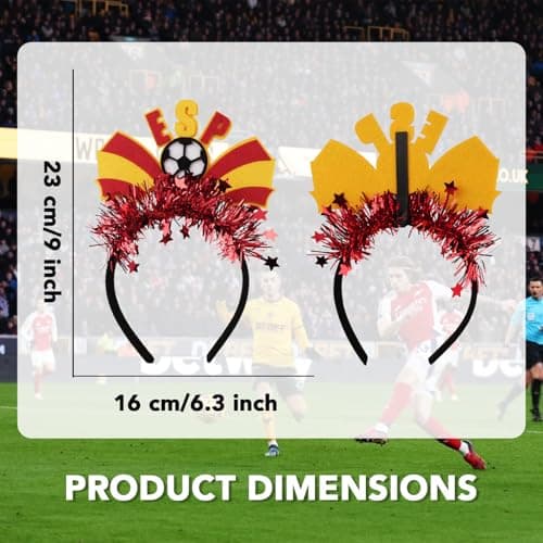 2026 World Soccer Match Party Hair Accessories Set, 5 Pack Glitter Flag Headbands (Canada/Argentina/Brazil/France/Spain), Soccer Football Fan Gear Hairband for Game Day, Soccer hair accessory — view 2