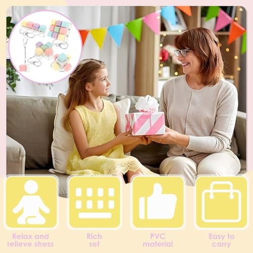 5Pcs Keyboard Toy, Keyboard Clicker Toy, Portable Mechanical Keychain Toy for Stress Relief and Fun, Funny Cube Key Button Gift for Adults — view 5