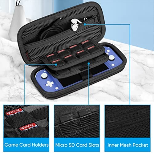 FINTIE Carrying Case for Nintendo Switch Lite 2019, [Shockproof] Hard Shell Protective Cover Travel Bag with Game Card & Micro SD Card Slots for Switch Lite Console & Accessories, Dont Touch — view 2