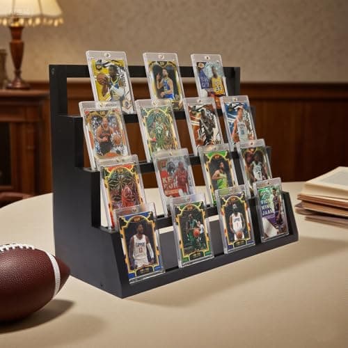 MCAEFER ZHCY 4-Tier Graded Trading Baseball Football Sports Card Display Case,Wooden Card Display Stand,Exquisite Trading Card Display for Card Game Collection — view 5
