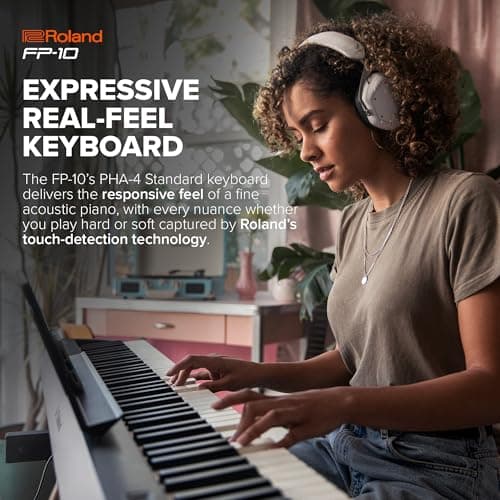 Roland FP-10 | Compact 88-Note Digital Piano | SuperNATURAL Piano Tones | Authentic Acoustic Feel Keyboard | Great for Beginners & Experienced Players | Bluetooth & MIDI Connectivity — view 3