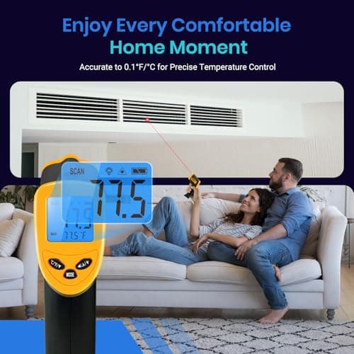Etekcity Lasergrip 1080 Laser Thermometer Digital Infrared Thermometer Temperature Gun for Kitchen Cooking BBQ Grill and Bath Water, -58℉~1130℉ (-50℃～610℃), Yellow and Black — view 3