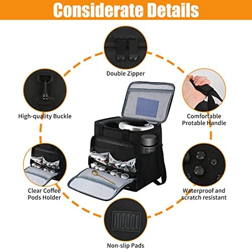 Travel Coffee Maker Carrying Bag Compatible with Keurig K-Classic/K-Elite/K-Supreme/K-Compact,Single Serve Coffee Maker Portable Storage Bag with Shoulder Strap(Patented Design) — view 2