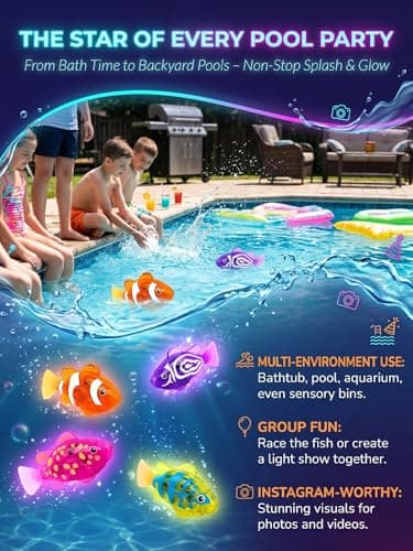 Electronic Pet Fish Bath Swimming Robot Fish Glowing Water Activated Robotic Alive Swim Fishes Moving Colorful Fishing with LED Lights for Pool Bathtub Adult Cat Dog(8pcs) — view 4
