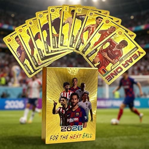 Soccer Trading Cards 2026, 55 Non-Duplicate Football Cards, USA Canada Mexico Themed Collectible Card Set, Fixed Card Contents Gift for Soccer Fans Kids Teens and Adults Gold, Not Original