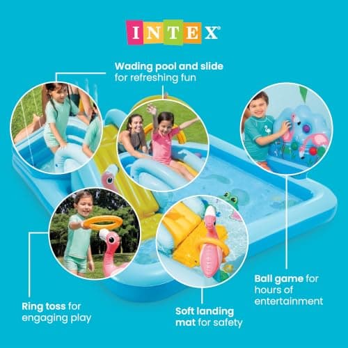 Intex 96" x 78" x 28" Inflatable Jungle Adventure Play Center Spray Kiddie Pool - Backyard Kids Water Slide, Outdoor Blow-Up Splash Pad for Toddlers — view 2