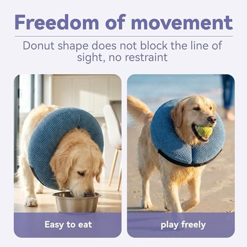 Loflaze Inflatable Dog Cone Collar - Dog Neck Donut Cone Collar Alternative After Surgery - Soft Cone for Large Medium Small Dogs Cats - Alternative Recovery E Collar (Blue, S) — view 2