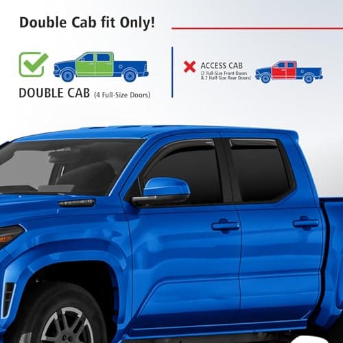 Goodyear Shatterproof in-Channel Window Deflectors for Toyota Tacoma Double Cab 2024-2026, Rain Guards, Window Visors for Cars, Vent Deflector, Car Accessories, 4 pcs - GY008051 — view 2
