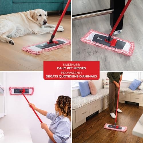 Vileda Pet Pro Microfiber Hair & Dust Mop | Flat dust mop | Three times more pet hair removal | Extra large trapezoid mop head | 100% Microfiber | Multi surface dry usage | Reusable & machine washable — view 4