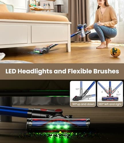 KARDV Cordless Vacuum Cleaner, 500W/40Kpa Vacuum Cleaners for Home, 60Mins Stick Vacuum with LED Display, Anti-Tangle & Wall Mount Charging, 8 in 1 Lightweight Vacuum for Hard Floors Carpet Pet Hair — view 5