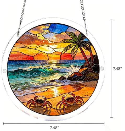Haunted Halloween Night House, 83 Pieces 7.48 Inches, Acrylic Puzzle Suncatcher, Horror Holiday Suncatcher, Spooky Scene Design, Halloween Ornament — view 2