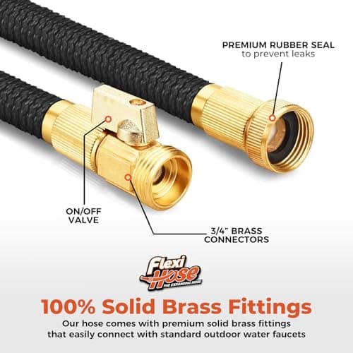 Flexi Hose Expandable Garden Hose with 8 Function Nozzle, 25FT - Lightweight Retractable Garden Hose, Water Hose - No-Kink Flexibility, 3/4 Inch Solid Brass Fittings and Double Latex Core — view 5