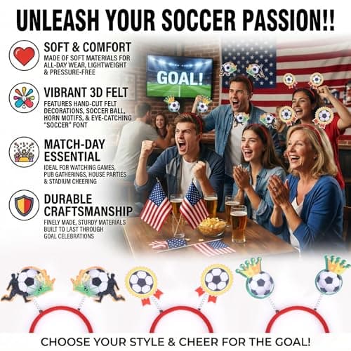 Mejreiik Soccer Headbands 2026 World Cup Party Accessories,soccer decorations and fan gear Sports Themed Party Favors & Decorations 3PCS — view 4