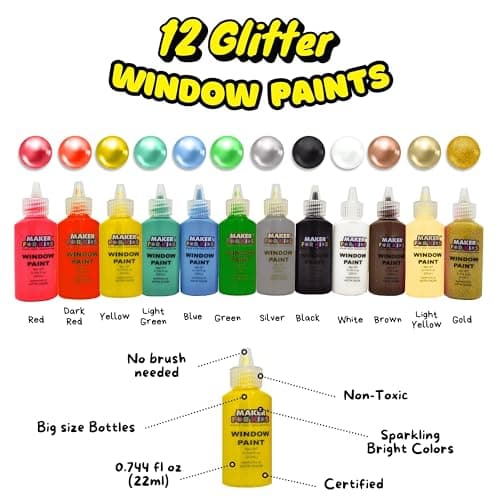 KOKO AROMA Create Your Own Suncatchers for Window Hanging – [24] Sun Catchers [12] Glitter Paints Arts and Crafts for Kids Holiday Christmas — view 2