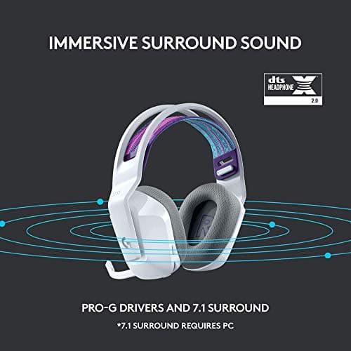 Logitech G733 Lightspeed Wireless Gaming Headset with Suspension Headband, LIGHTSYNC RGB, Blue VO!CE mic Technology and PRO-G Audio Drivers - White — view 9