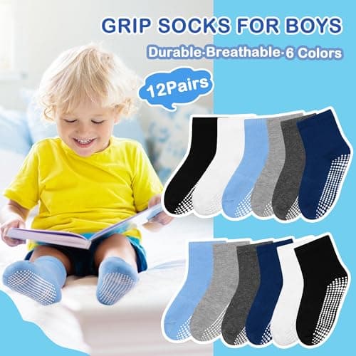 Tphon Kids Non Slip Toddler Boy Grip Socks 12 Pairs Anti Skid Sticky Socks for 1-3 Years Baby Children Girls — view 5